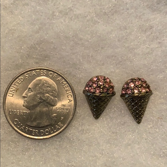 Pink Gold Ice Cream Cone Earrings w Backs - Picture 9 of 15